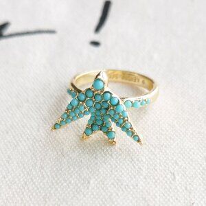 Kendra Scott Cocktail Ring - Melody Bird - Teal Crystal Gold Size #7